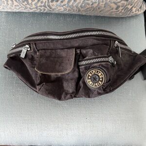Kipling Chocolate Brown Waist Pack with Logo Patch